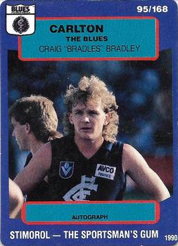 1990 AFL Scanlens Stimorol #95 Craig Bradley Front